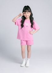 Bộ Thun Ngắn Tay Bé Gái Form Rộng Hồng Enjoy Today