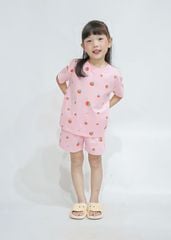 Bộ Thun Ngắn Tay Bé Gái Form Rộng Hồng Nhạt Họa Tiết Tomato