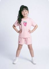 Bộ Thun Ngắn Tay Bé Gái Form Rộng Hồng Nhạt Strawberry