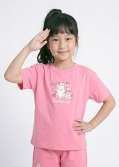Bộ Thun Ngắn Tay Bé Gái Form Rộng Hồng Sunny Cat