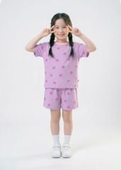 Bộ Thun Ngắn Tay Bé Gái Form Rộng Tím Hoạ Tiết Hoa
