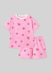 Bộ Thun Ngắn Tay Bé Gái Hồng Hoạ Tiết Summer Flowers