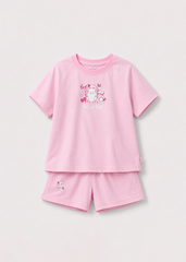Bộ Thun Ngắn Tay Bé Gái Hồng Nhạt Sunny Cat 02