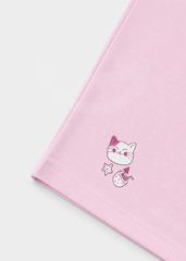 Bộ Thun Ngắn Tay Bé Gái Hồng Nhạt Sunny Cat 02