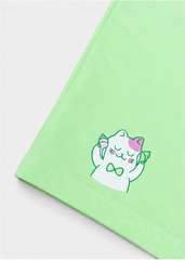 Bộ Thun Ngắn Tay Bé Gái Hồng Nhạt Sweet Cats Phối Xanh