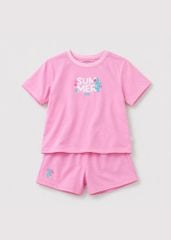 Bộ Thun Ngắn Tay Bé Gái Hồng Summer 02
