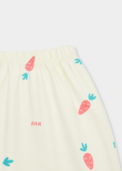 Bộ Thun Ngắn Tay Bé Gái Kem Hoạ Tiết Carrot