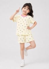 Bộ Thun Ngắn Tay Bé Gái Kem Hoạ Tiết Cầu Vồng
