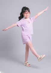 Bộ Thun Ngắn Tay Bé Gái Tím Unicorn