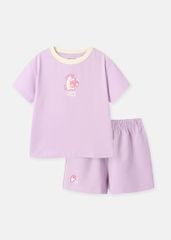 Bộ Thun Ngắn Tay Bé Gái Tím Unicorn