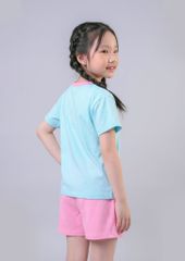 Bộ Thun Ngắn Tay Bé Gái Xanh Biển Unicorn Phối Hồng