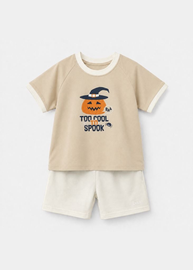 Bộ Thun Ngắn Tay Bé Trai Be Halloween Phối Kem