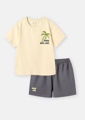 Bộ Thun Ngắn Tay Bé Trai Be Summer Chill Phối Xám