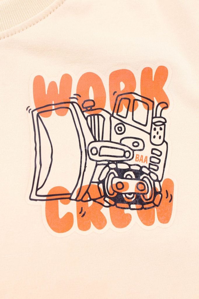 Bộ Thun Ngắn Tay Bé Trai Be Work Crew Phối Xám 03