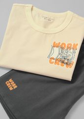 Bộ Thun Ngắn Tay Bé Trai Be Work Crew Phối Xanh