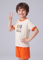 Bộ Thun Ngắn Tay Bé Trai Be Xe Đua Phối Cam