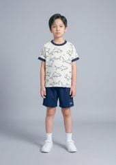 Bộ Thun Ngắn Tay Bé Trai Kem Hoạ Tiết Cá Mập Phối Navy 02