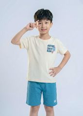 Bộ Thun Ngắn Tay Bé Trai Kem Vũ Trụ Phối Xanh