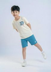 Bộ Thun Ngắn Tay Bé Trai Kem Vũ Trụ Phối Xanh