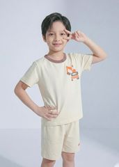 Bộ Thun Ngắn Tay Bé Trai Nâu Nhạt Digger
