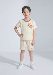 Bộ Thun Ngắn Tay Bé Trai Nâu Nhạt Digger