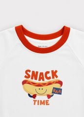 Bộ Thun Ngắn Tay Bé Trai Trắng Hotdog Phối Cam
