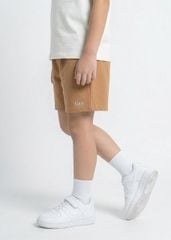 Bộ Thun Ngắn Tay Bé Trai Trắng Phối Nâu Gấu Trượt Ván