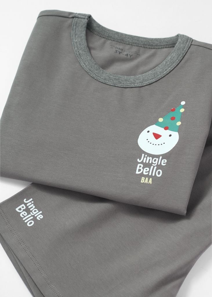 Bộ Thun Ngắn Tay Bé Trai Xám Đậm Jingle Bello