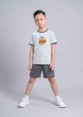 Bộ Thun Ngắn Tay Bé Trai Xám Happy Burger Phối