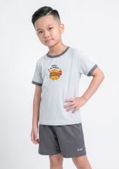 Bộ Thun Ngắn Tay Bé Trai Xám Happy Burger Phối