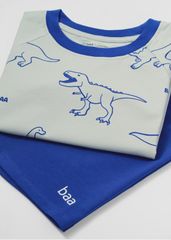 Bộ Thun Ngắn Tay Bé Trai Xám Hoạ Tiết Khủng Long Phối Xanh