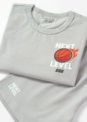 Bộ Thun Ngắn Tay Bé Trai Xám Nhạt Basketball