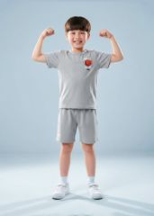 Bộ Thun Ngắn Tay Bé Trai Xám Nhạt Basketball