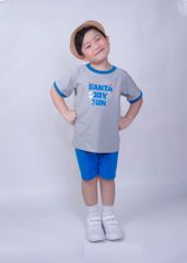 Bộ Thun Ngắn Tay Bé Trai Xám Santa Joy Fun Phối Xanh BC-DB04N-18