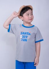 Bộ Thun Ngắn Tay Bé Trai Xám Santa Joy Fun Phối Xanh BC-DB04N-18