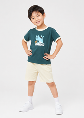 Bộ Thun Ngắn Tay Bé Trai Xám Xanh Rhino Phối Kem