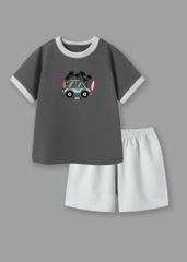 Bộ Thun Ngắn Tay Bé Trai Xám Xe Oto Phối