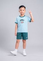 Bộ Thun Ngắn Tay Bé Trai Xanh Biển Cá Mập Hawaii Phối
