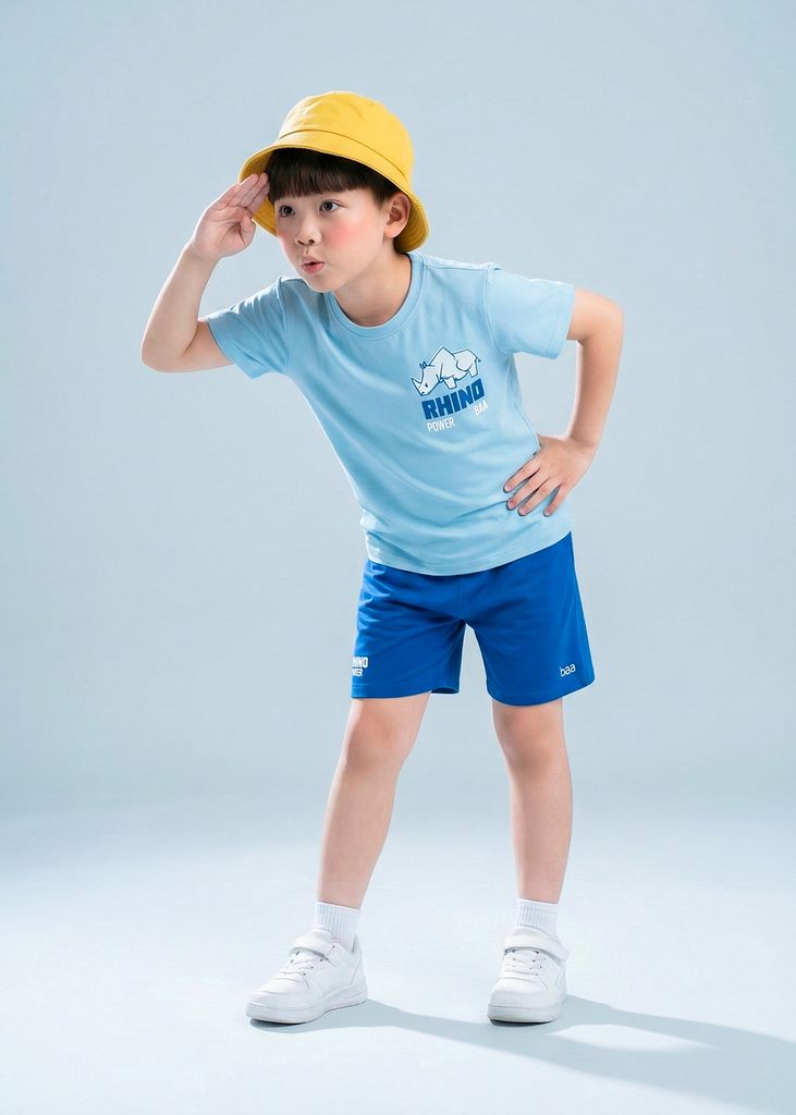 Bộ Thun Ngắn Tay Bé Trai Xanh Rhino Power