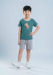 Bộ Thun Ngắn Tay Bé Trai Xanh Tiger Phối Xám