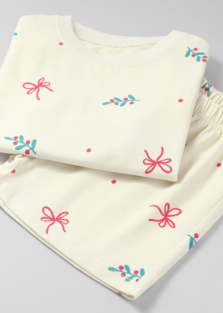 Bộ Thun Ngắn Tay Form Rộng Bé Gái Be Hoạ Tiết Christmas