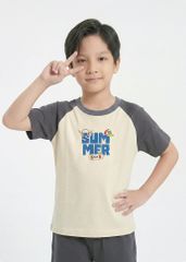 Bộ Thun Ngắn Tay Raglan Bé Trai Be Phối Xám Summer