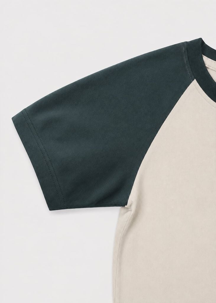 Bộ Thun Ngắn Tay Raglan Bé Trai Be Xe Đua Phối Xám