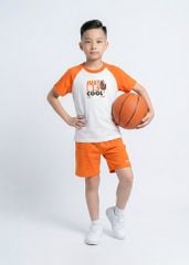 Bộ Thun Ngắn Tay Raglan Bé Trai Trắng Phối Cam Just Be Cool