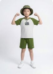 Bộ Thun Ngắn Tay Raglan Bé Trai Xám Phối Xanh Lá Summer