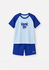 Bộ Thun Ngắn Tay Raglan Bé Trai Xanh Biển Game On Phối