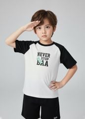 Bộ Thun Tay Raglan Bé Trai Xám Phối Đen Never Stop