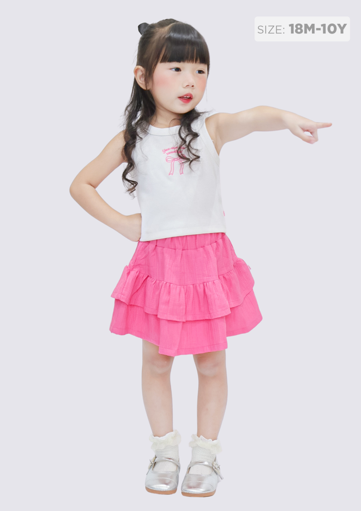 Chân Váy Quần Hai Tầng Bé Gái Hồng