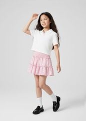 Chân Váy Quần Hai Tầng Bé Gái Hồng Họa Tiết Hoa