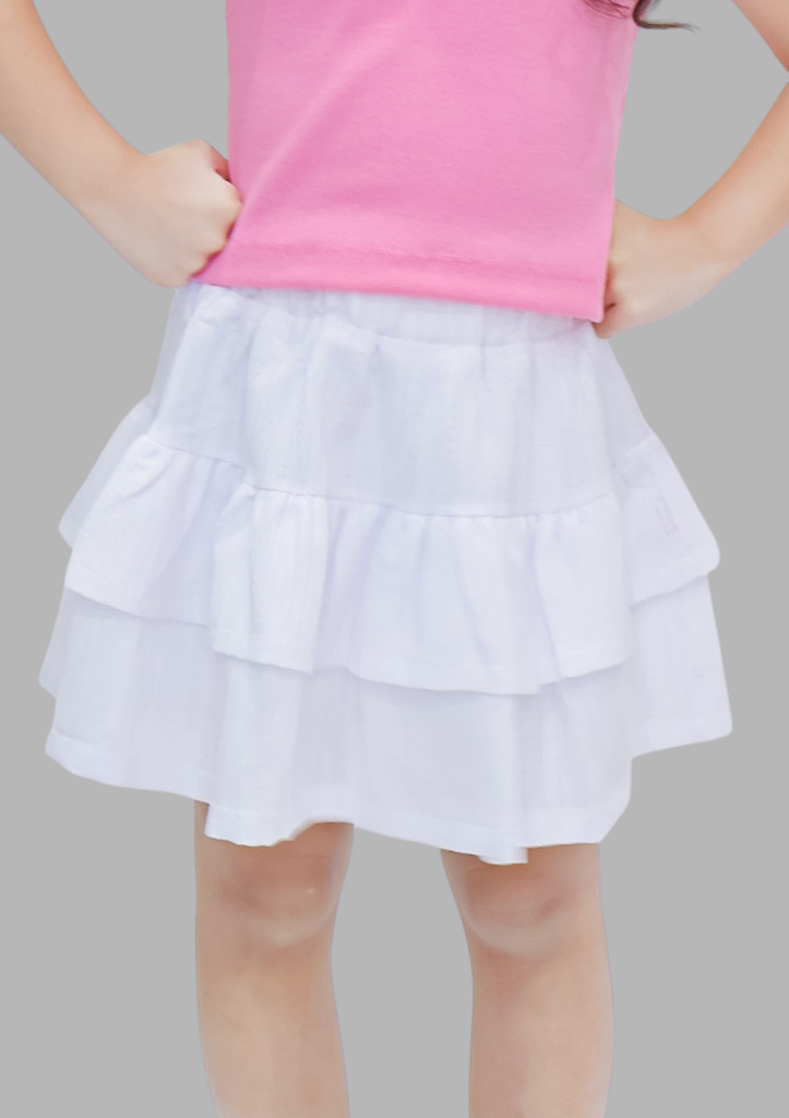 Chân Váy Quần Hai Tầng Bé Gái Trắng